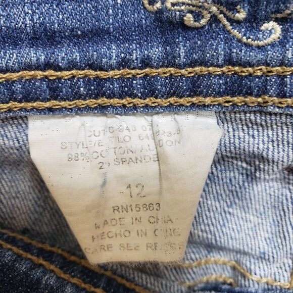 Zena Women's 12 Straight Leg Medium Wash Embroidered Button Flap Pocket Jeans - Picture 5 of 5